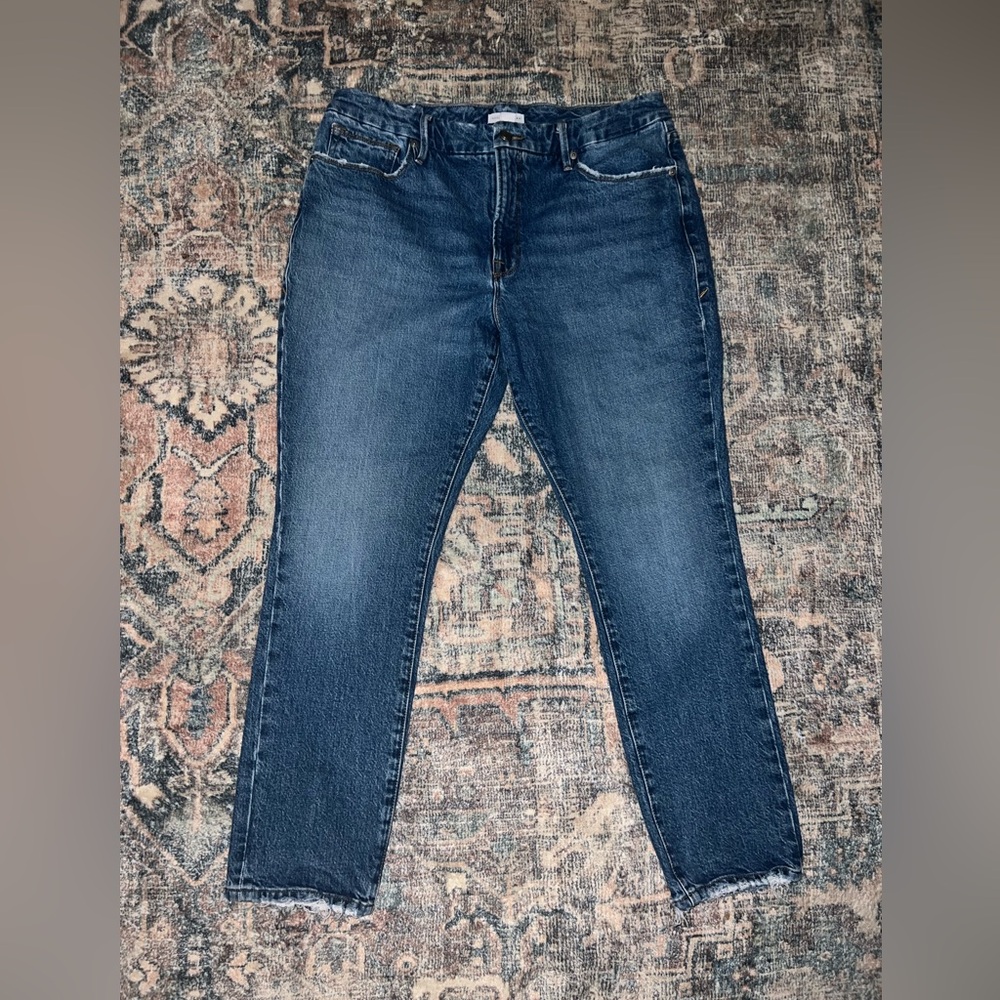 Good American Dark Blue Straight Leg Jeans
